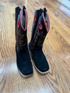 Old West Black and Red Kids Cowboy Boots